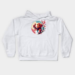 Nova Scotia Duck Tolling Retriever Amidst Spring Cherry Blossoms Kids Hoodie